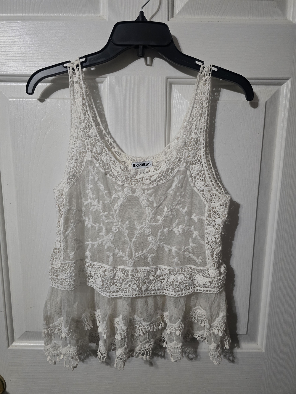 Express White Crochet Lace Camisole Tank